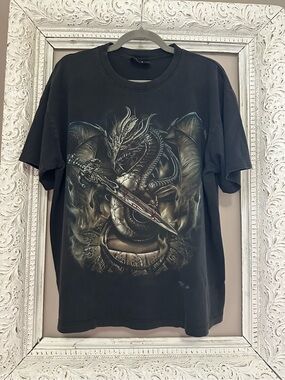 Vintage Rock Chang T-shirt. Front and back dragon design. Size L